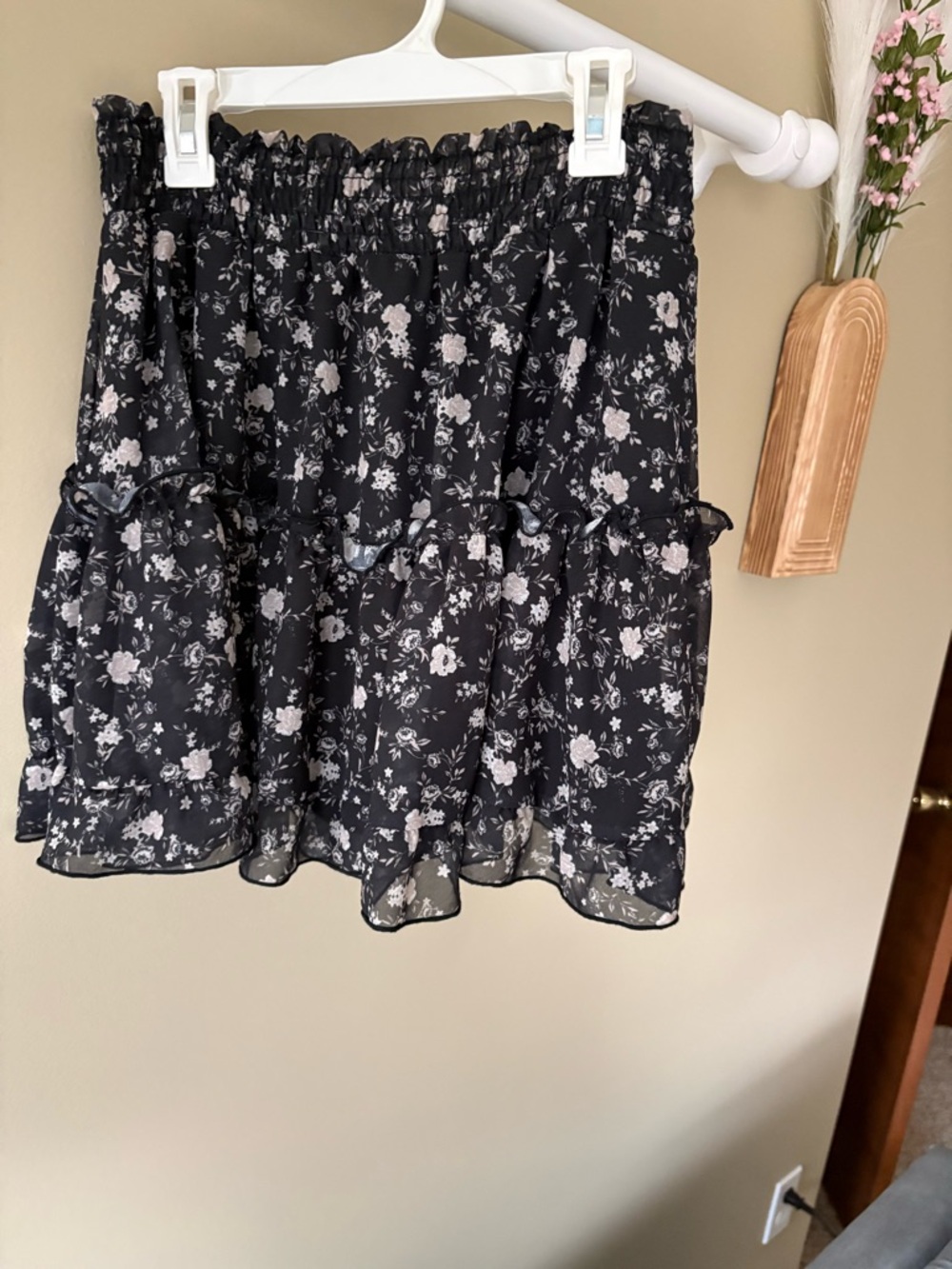 Altar'd State Black Floral Mini Skirt